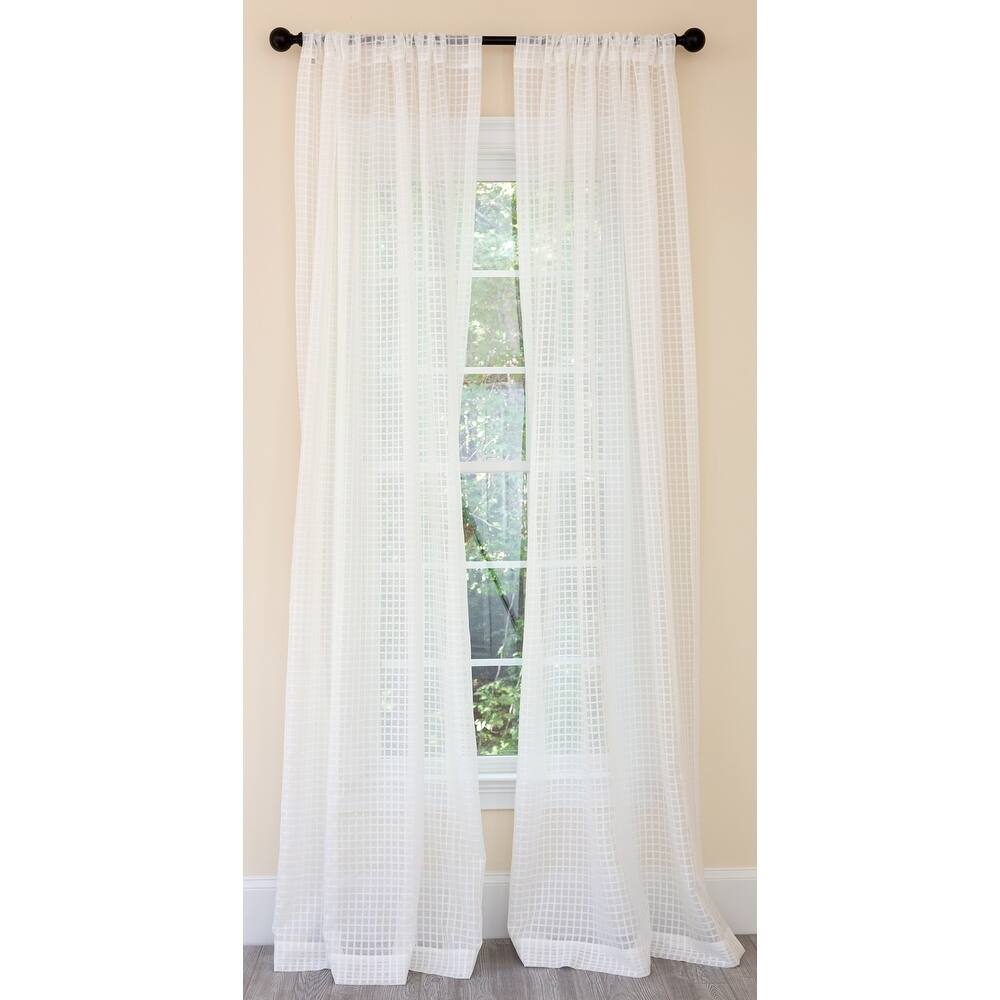 Manor Luxe Bonita Plaid Sheer Rod Pocket Single Curtain Panel