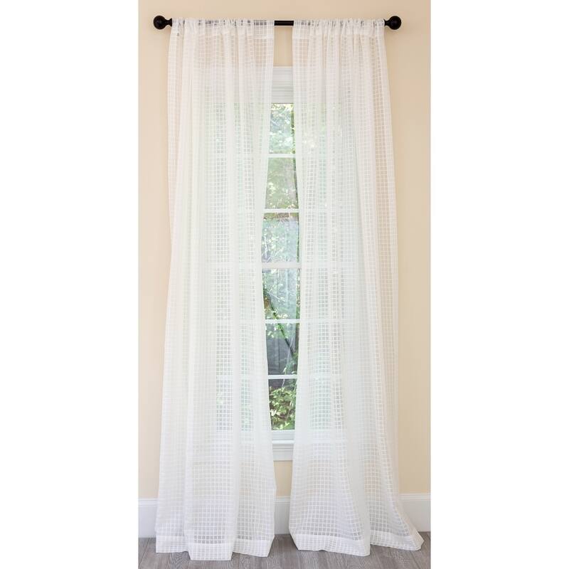 Manor Luxe Bonita Plaid Sheer Rod Pocket Single Curtain Panel