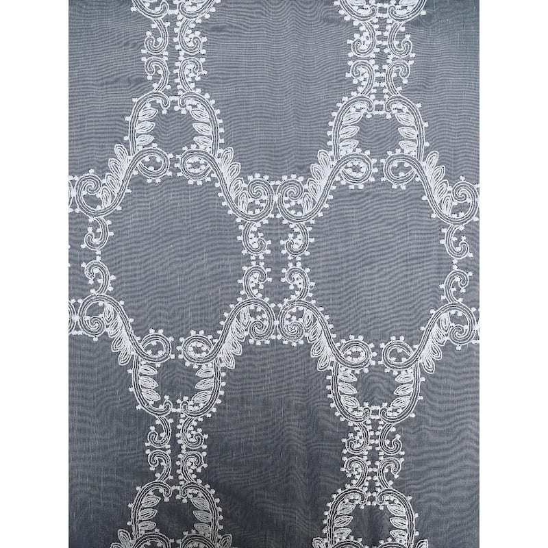 Manor Luxe Krystal Clear Geometric Embroidered Sheer Single Curtain Panel
