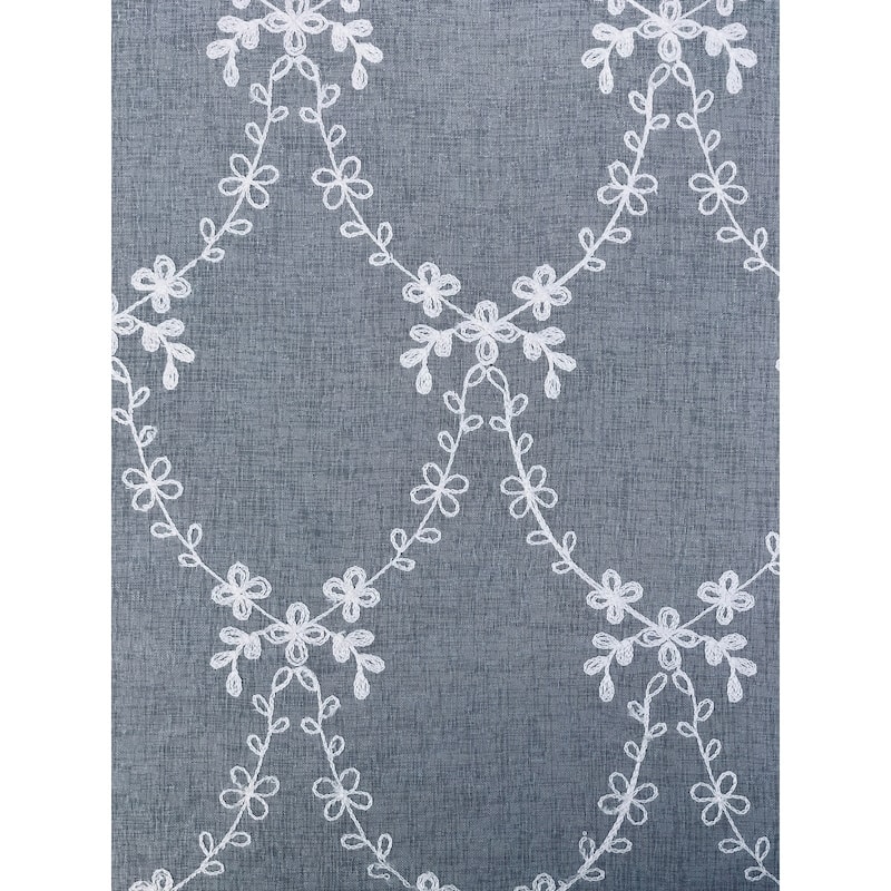 Manor Luxe Belinda Embroidered Sheer Rod Pocket Single Curtain Panel