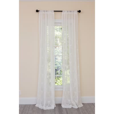 Manor Luxe Belinda Embroidered Sheer Rod Pocket Single Curtain Panel