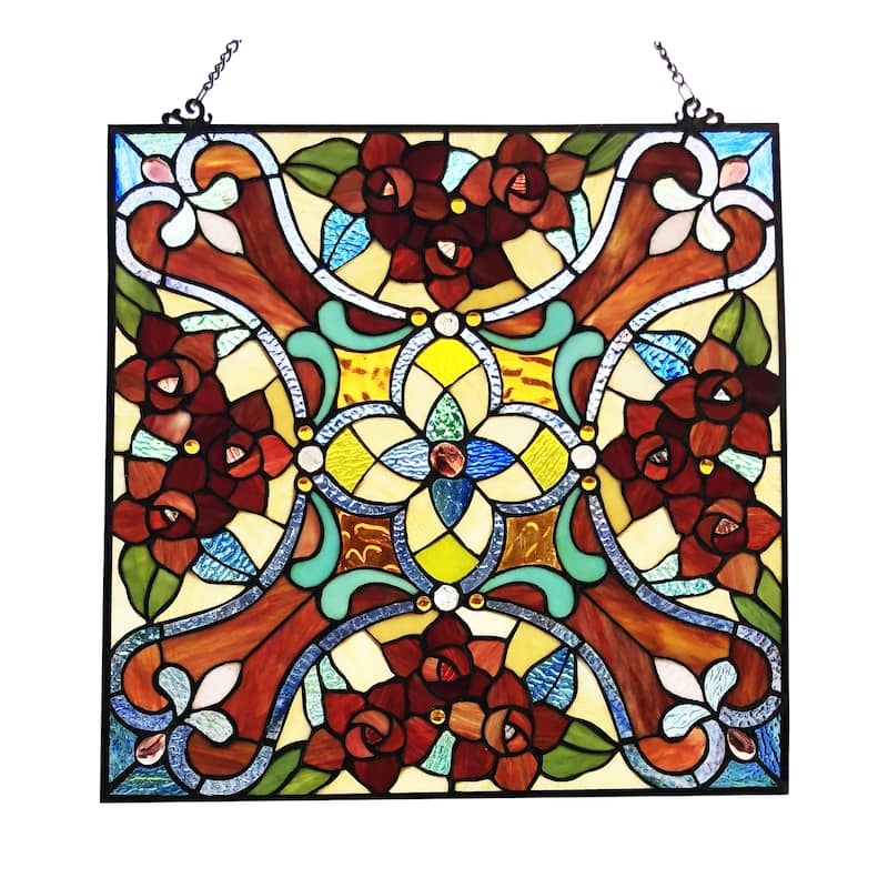 Chloe Tiffany Style Square Stained Glass Window Panel