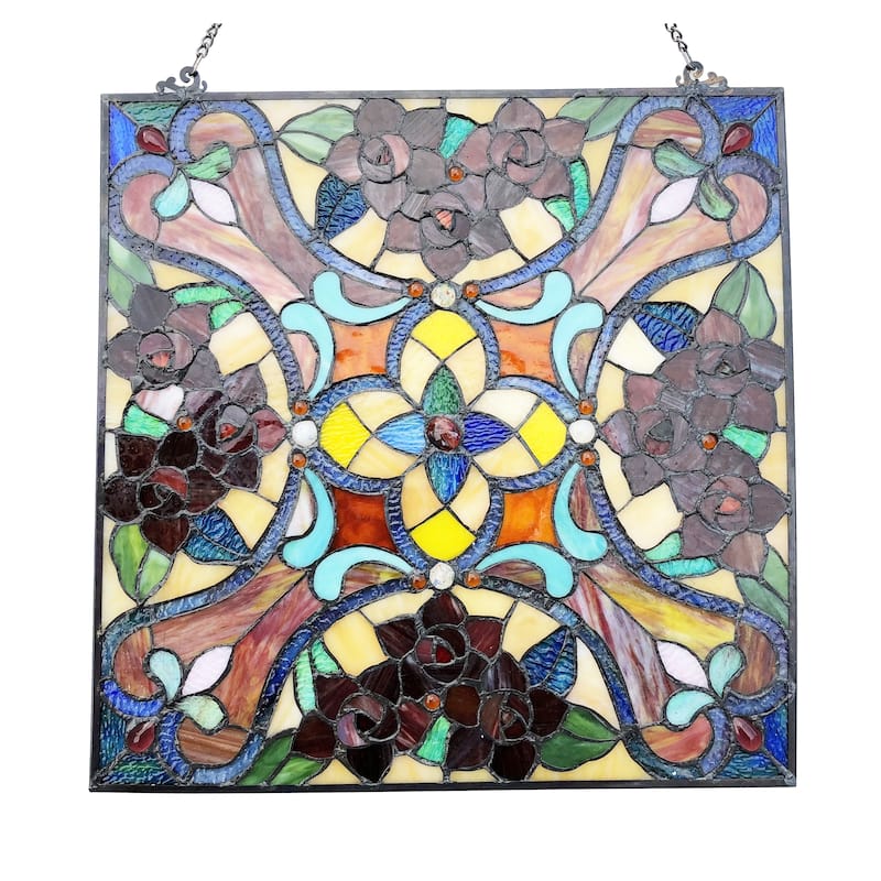 Chloe Tiffany Style Square Stained Glass Window Panel