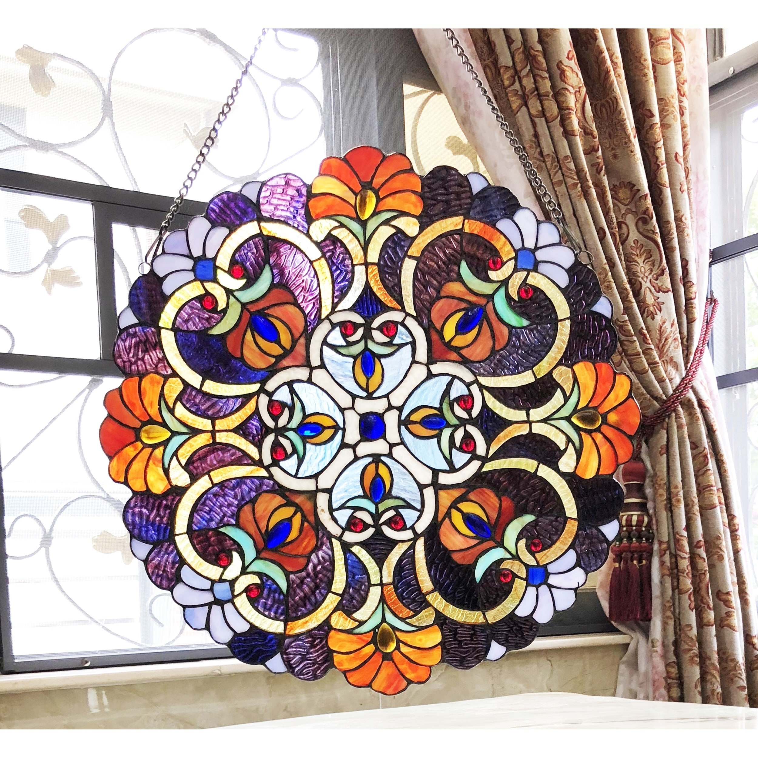 Chloe Tiffany Style Stained Glass Window Panel Suncatcher