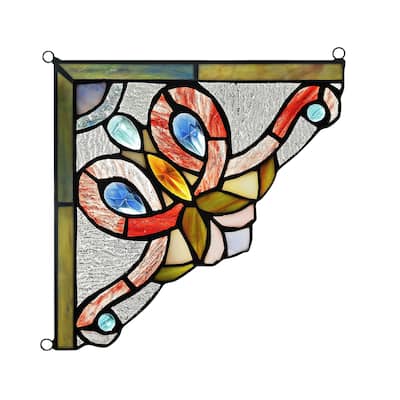 Chloe Tiffany Style Stained Glass Window Corner Panel