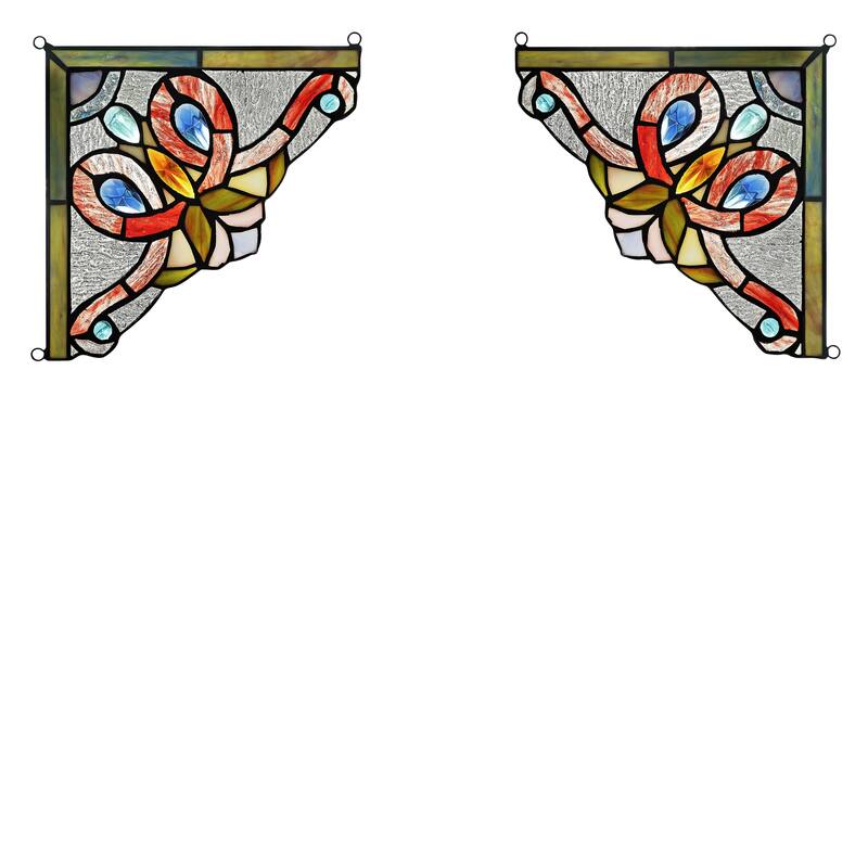Chloe Tiffany Style Stained Glass Window Corner Panel