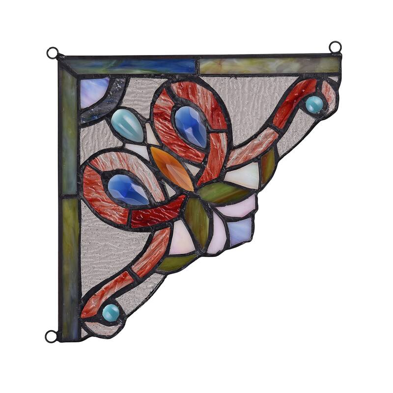 Chloe Tiffany Style Stained Glass Window Corner Panel
