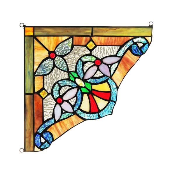 Chloe Tiffany Style Stained Glass Window Corner Panel On Sale Overstock Chloe Tiffany Style Stained Glass Window Corner Panel On Sale Overstock