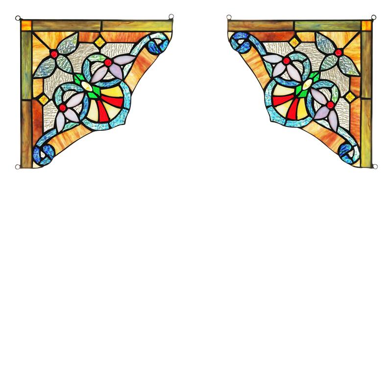 Chloe Tiffany Style Stained Glass Window Corner Panel