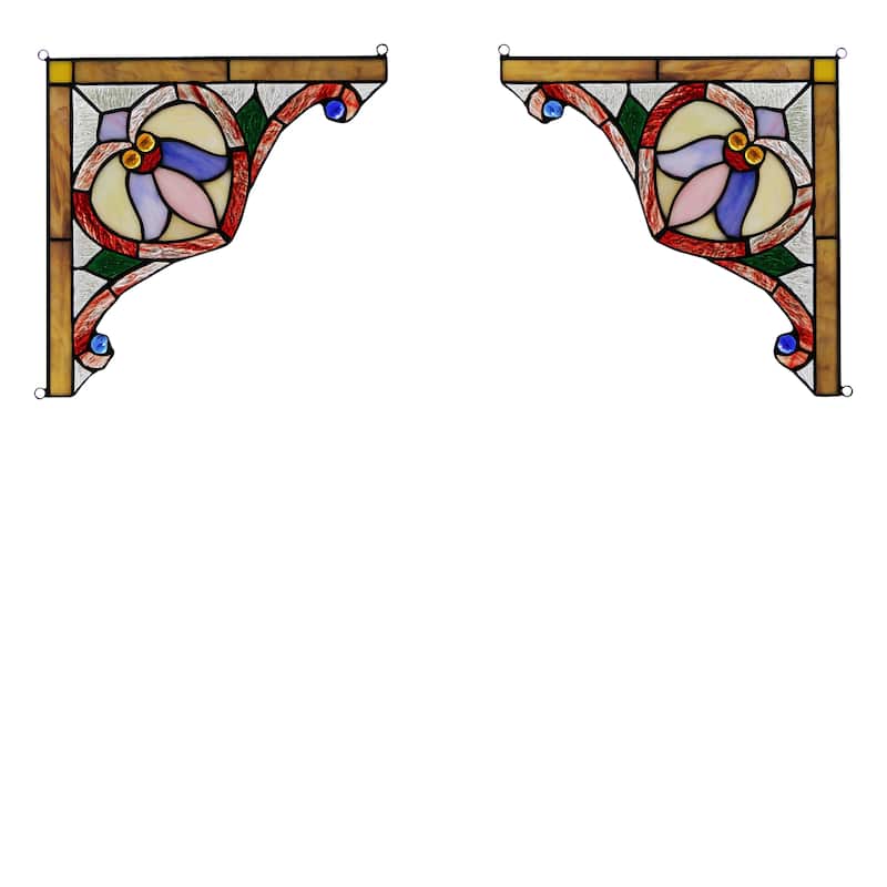 Chloe Tiffany Style Stained Glass Window Corner Panel
