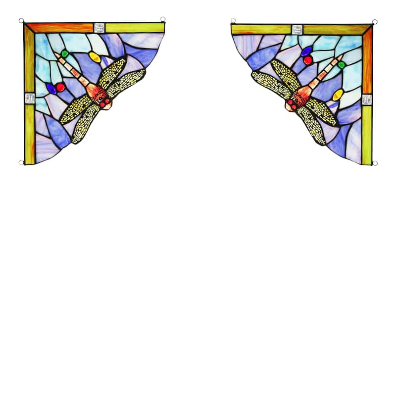 Chloe Tiffany Style Stained Glass Window Corner Panel