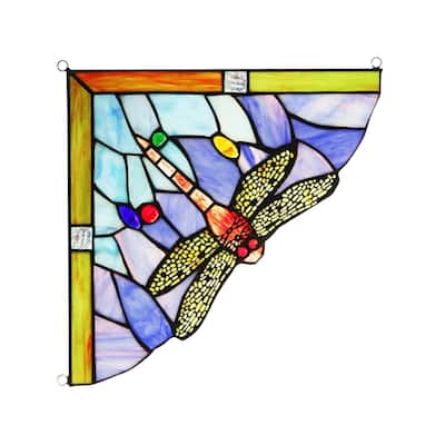 Chloe Tiffany Style Stained Glass Window Corner Panel