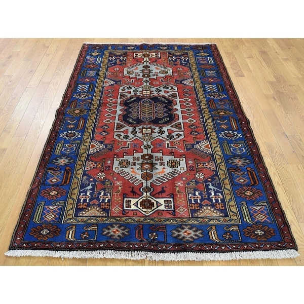 Hand Knotted Red Persian with Wool Oriental Rug (4'3" x 6'9") - 4'3" x 6'9"