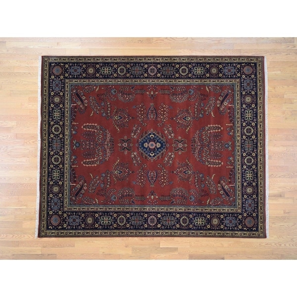 Hand Knotted Red Fine Oriental with New Zealand Wool Oriental Rug (8' x 10') - 8' x 10'