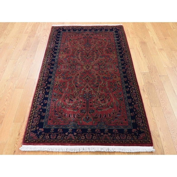 Hand Knotted Red Fine Oriental with New Zealand Wool Oriental Rug (3' x 5'6") - 3' x 5'6"