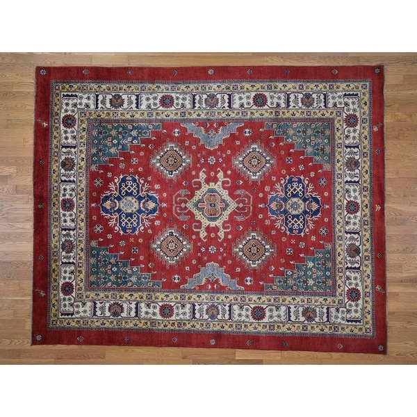 Hand Knotted Red Kazak with Wool Oriental Rug (8'3" x 10'1") - 8'3" x 10'1"