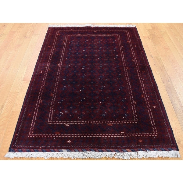 Hand Knotted Red Tribal & Geometric with Wool Oriental Rug (3'10" x 5'9") - 3'10" x 5'9"
