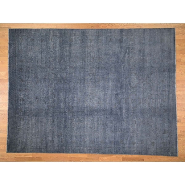 Hand Knotted Grey Oushak And Peshawar with Wool Oriental Rug (9'2" x 12'1") - 9'2" x 12'1"