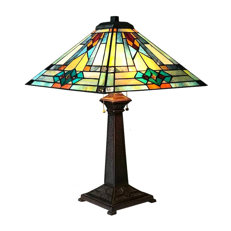 Tiffany Style 2-light Antique Bronze Table Lamp