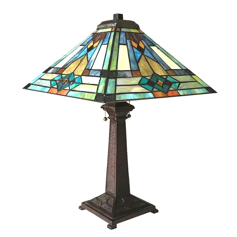 Tiffany Style 2-light Antique Bronze Table Lamp