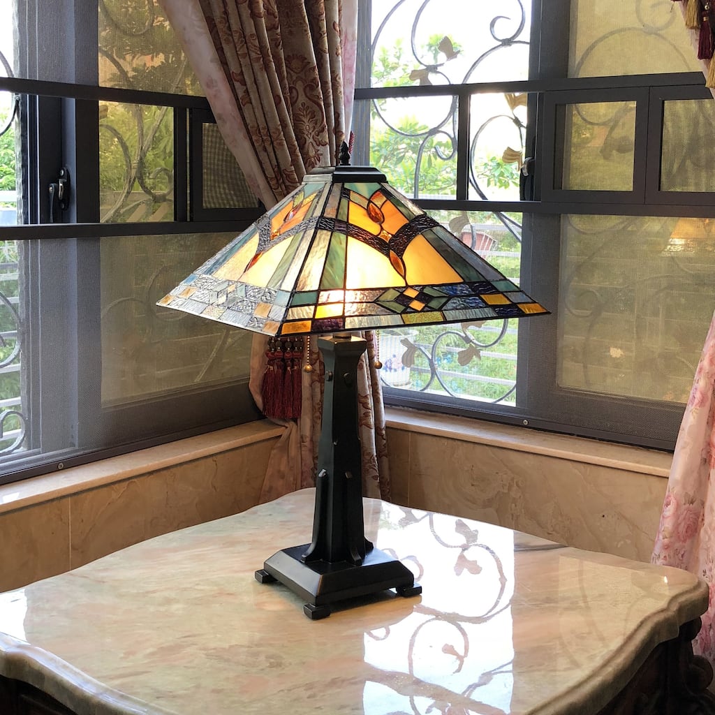 Tiffany Style 2-light Antique Bronze Table Lamp