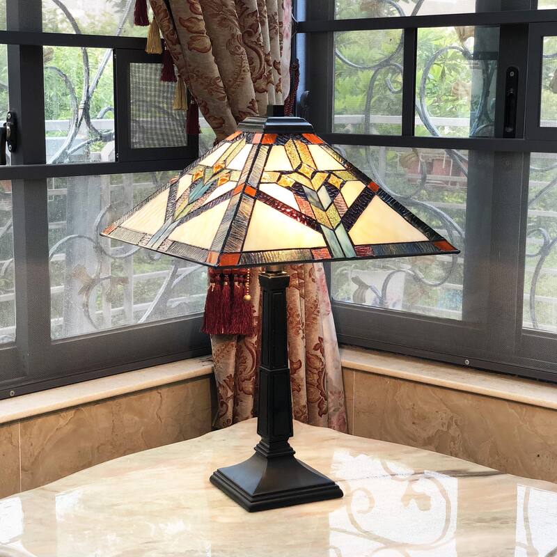 Tiffany Style 2-light Antique Bronze Table Lamp