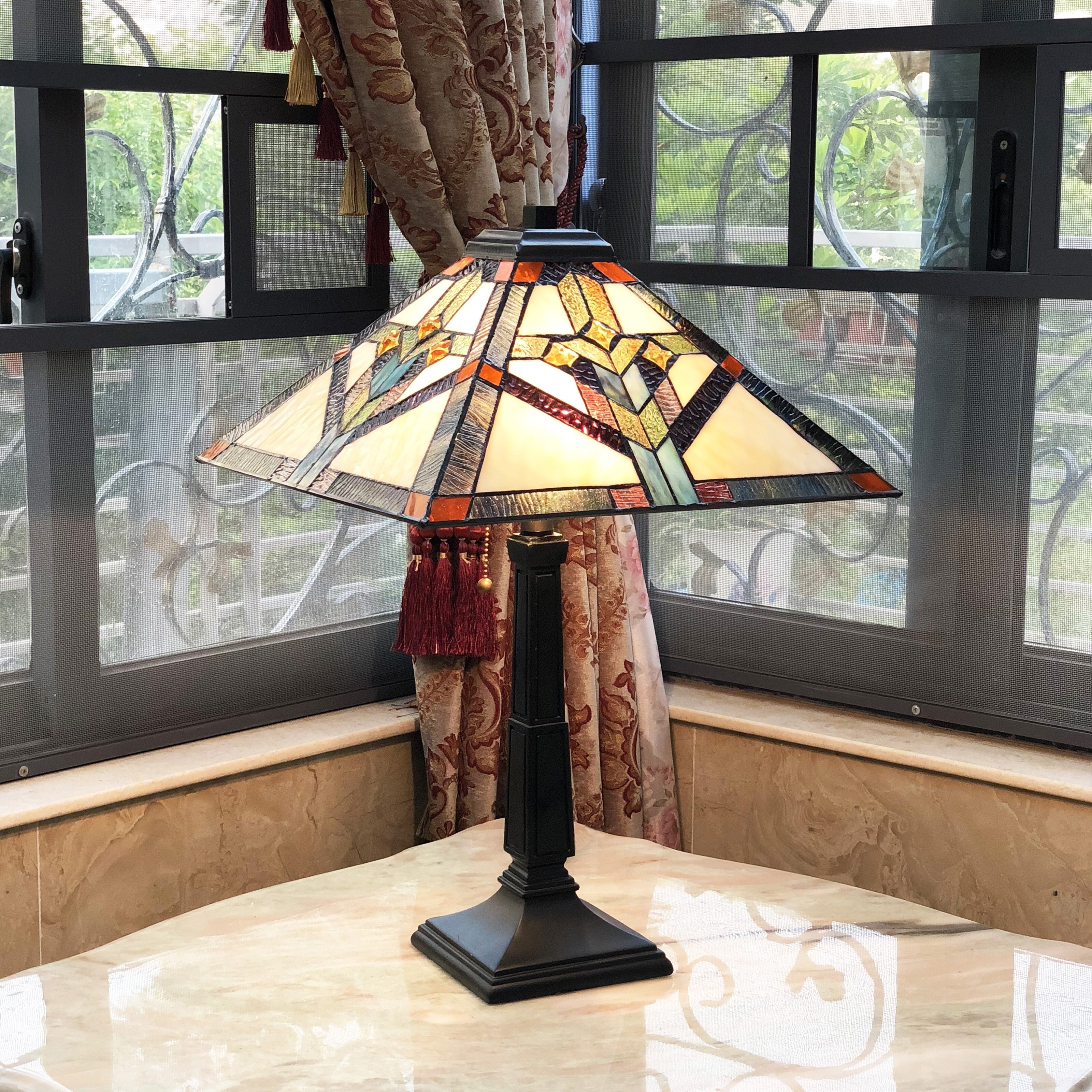 Tiffany Style 2-light Antique Bronze Table Lamp