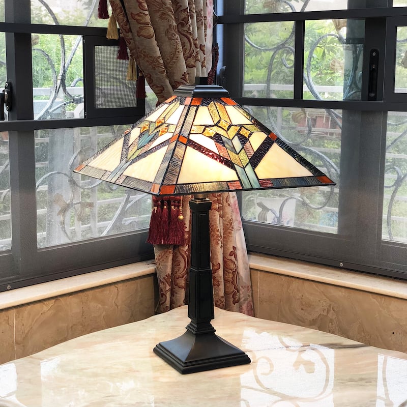 Tiffany Style 2-light Antique Bronze Table Lamp