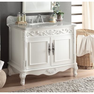 39" Benton Collection Carbone Classic White Bathroom Sink Vanity