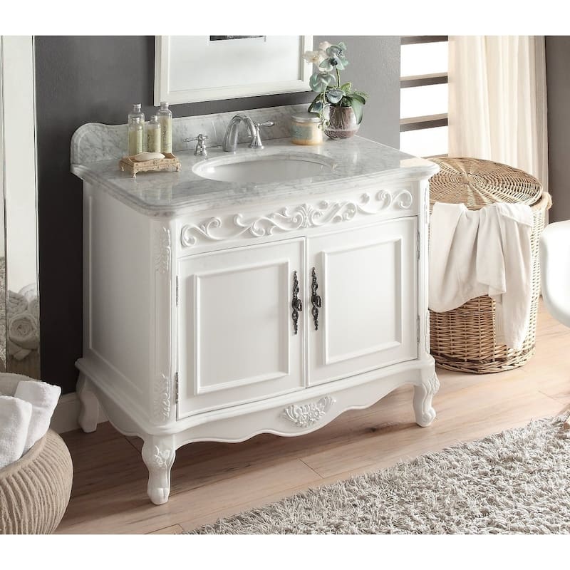 39" Benton Collection Carbone Classic White Bathroom Sink Vanity