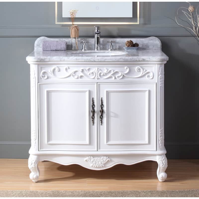 39" Benton Collection Carbone Classic White Bathroom Sink Vanity