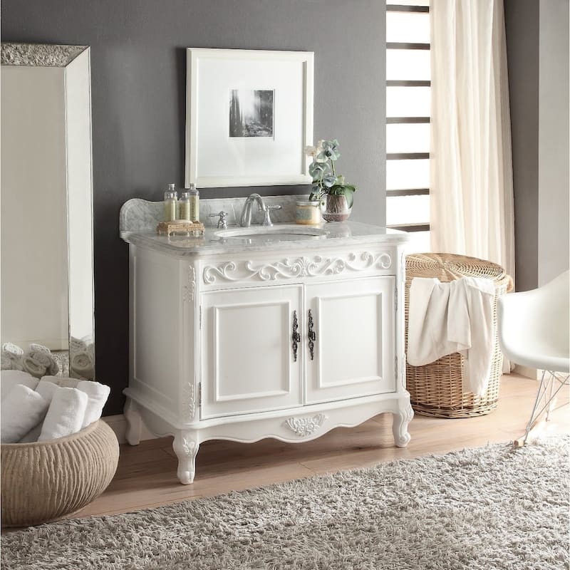 39" Benton Collection Carbone Classic White Bathroom Sink Vanity