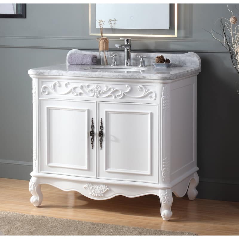 39" Benton Collection Carbone Classic White Bathroom Sink Vanity