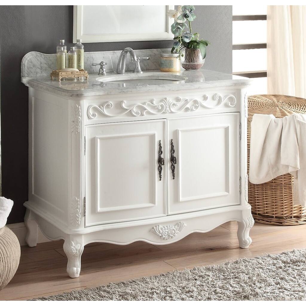 39" Benton Collection Carbone Classic White Bathroom Sink Vanity