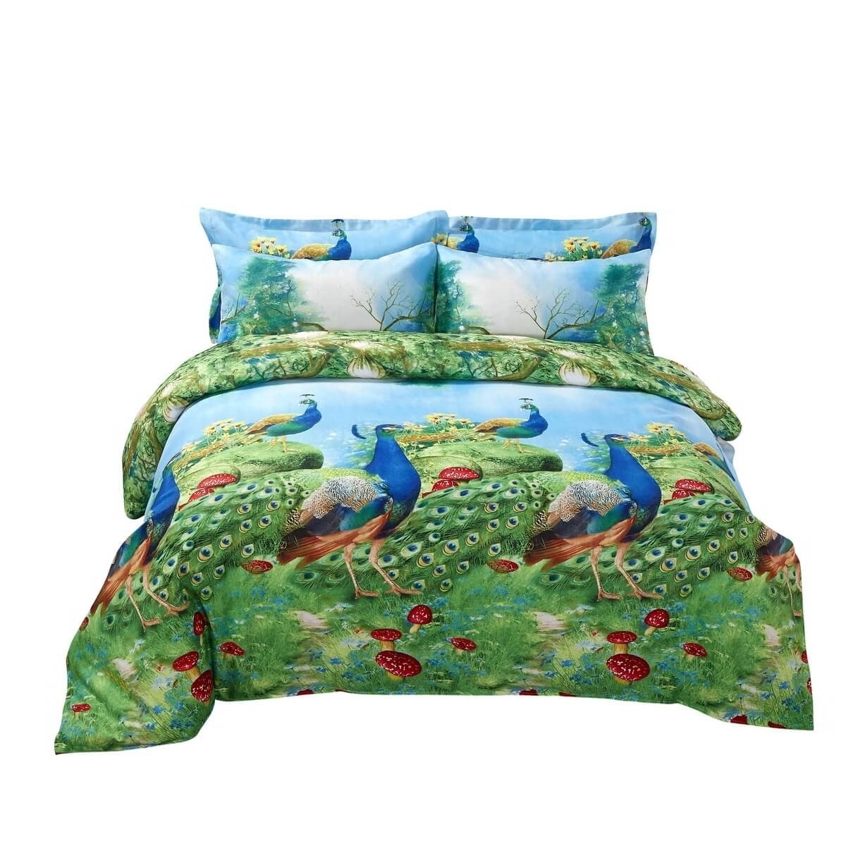 Shop Peacock Bedding Set 6 Piece Duvet Cover Set W Fitted Sheet