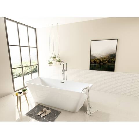 Kingston Brass Modern Square Acrylic Freestanding Bathtub