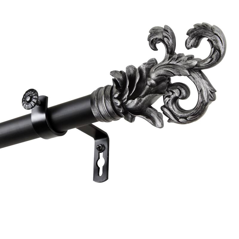 InStyleDesign Exult 1 inch Diameter Adjustable Curtain Rod - 120 to 170 inches - Black