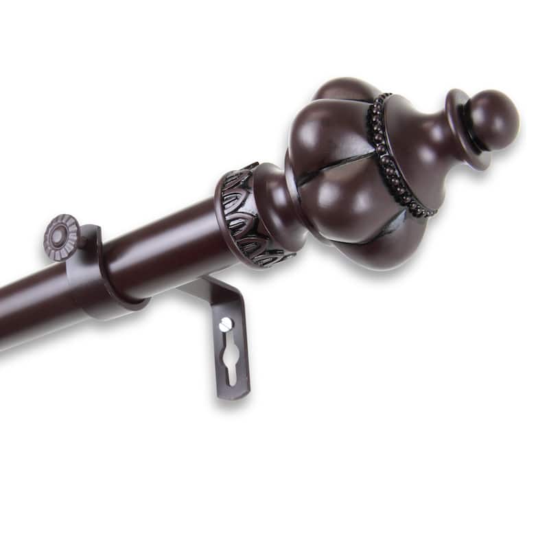 InStyleDesign Revel 1 inch Diameter Adjustable Curtain Rod - 28 to 48 inches - Mahogany