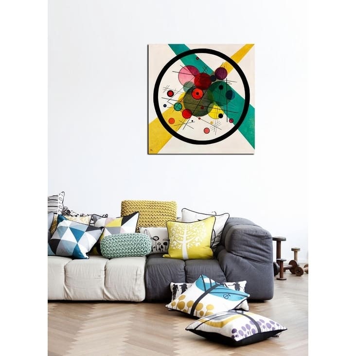 Epic Graffiti "Circles In A Circle" by Wassily Kandinsky Giclee Canvas Wall Art - White