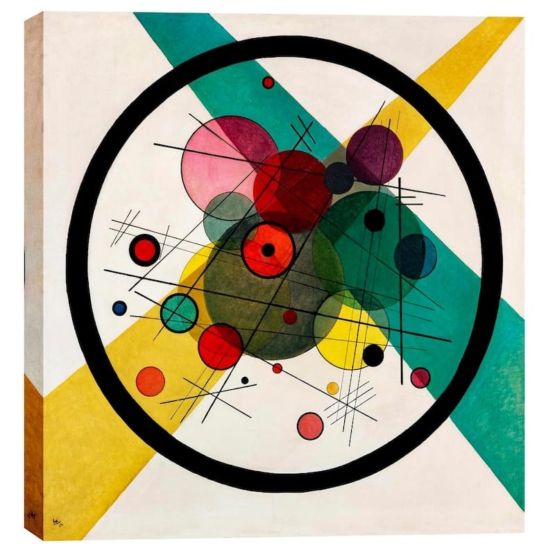 Epic Graffiti "Circles In A Circle" by Wassily Kandinsky Giclee Canvas Wall Art - White - 12" x 12"