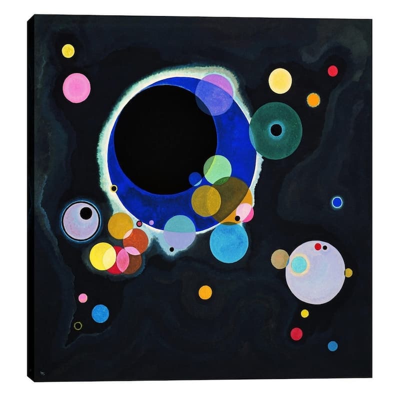 Epic Graffiti "Several Circles" by Wassily Kandinsky Giclee Canvas Wall Art - Black - 26" x 26"