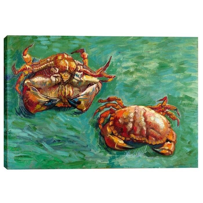 Epic Graffiti "Two Crabs" by Vincent Van Gogh Giclee Canvas Wall Art - Green - 26" x 40"