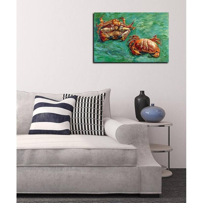 Epic Graffiti "Two Crabs" by Vincent Van Gogh Giclee Canvas Wall Art - Green