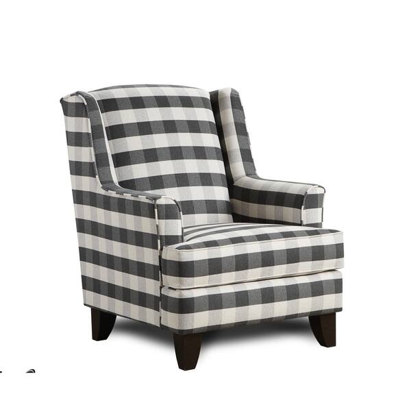 Brock Charcoal Black White Block Plaid Accent Chair On Sale Overstock 25429614