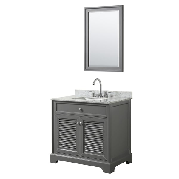 Tamara 36-inch Dark Gray Single Vanity, Square Sink, 24-inch Mirror