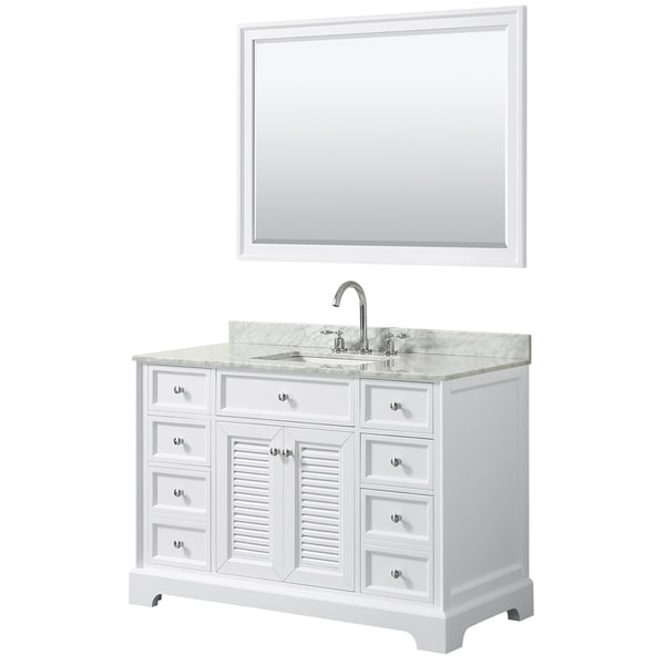 Tamara 48-inch White Single Vanity, Square Sink, 46-inch Mirror