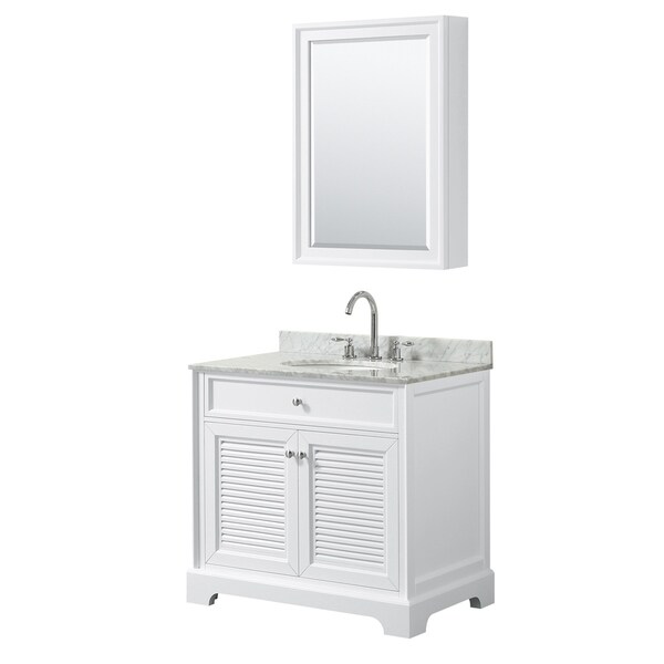 Tamara 36-inch White Single Vanity, Oval Sink, Med Cab
