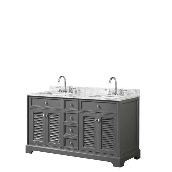 Tamara 60-inch Dark Gray Double Vanity, Square Sinks, No Mirror