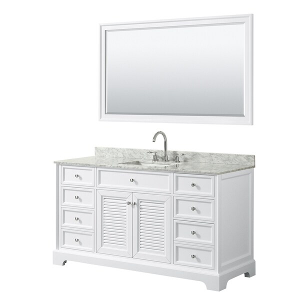 Tamara 60-inch White Single Vanity, Square Sink, 58-inch Mirror