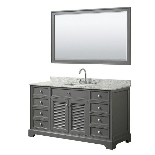 Tamara 60-inch Dark Gray Single Vanity, Square Sink, 58-inch Mirror
